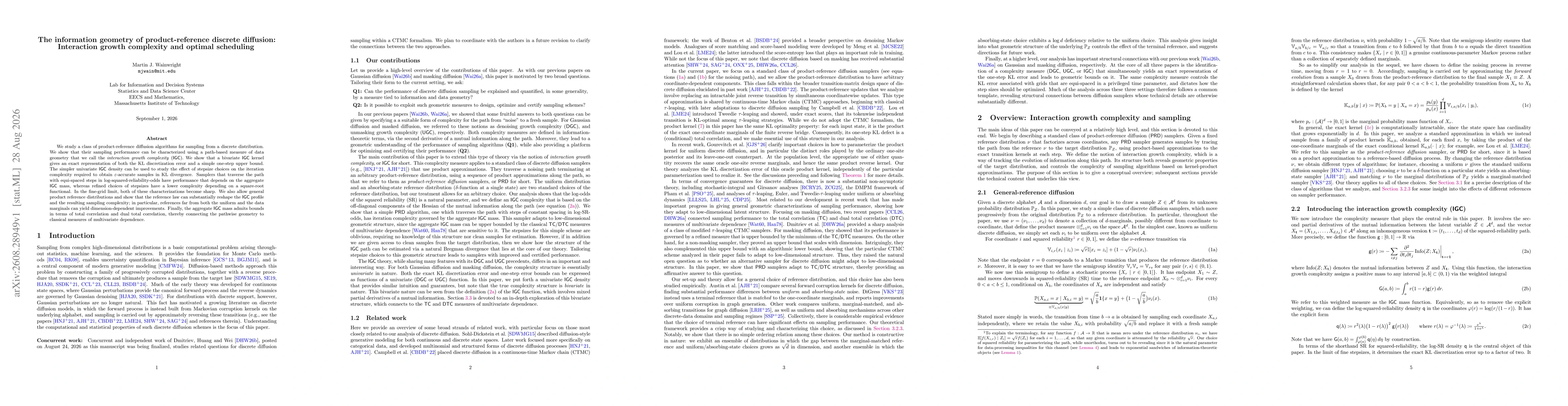 Thumbnail for The information geometry of product-reference discrete diffusion: Interaction growth complexity and optimal scheduling