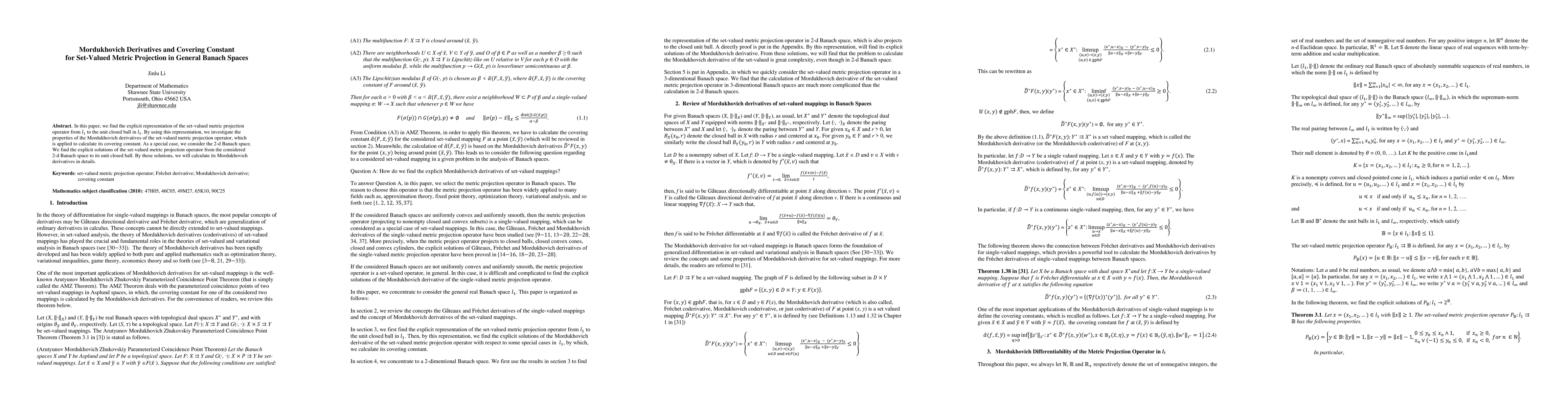 Thumbnail for Mordukhovich Derivatives and Covering Constant for Set-Valued Metric Projection in General Banach Spaces