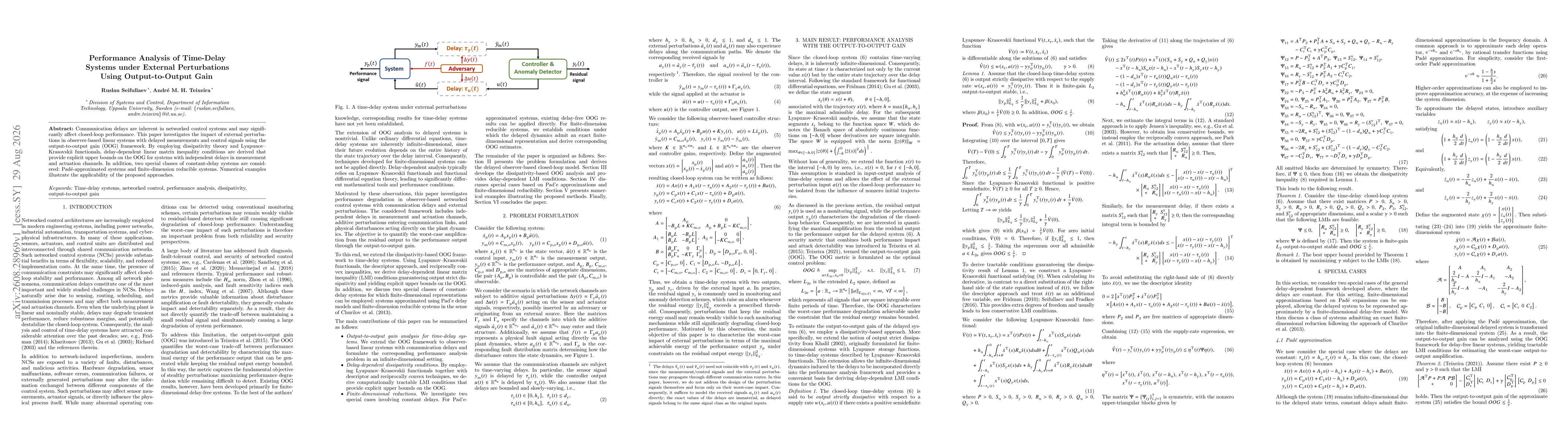 Thumbnail for Performance Analysis of Time-Delay Systems under External Perturbations Using Output-to-Output Gain