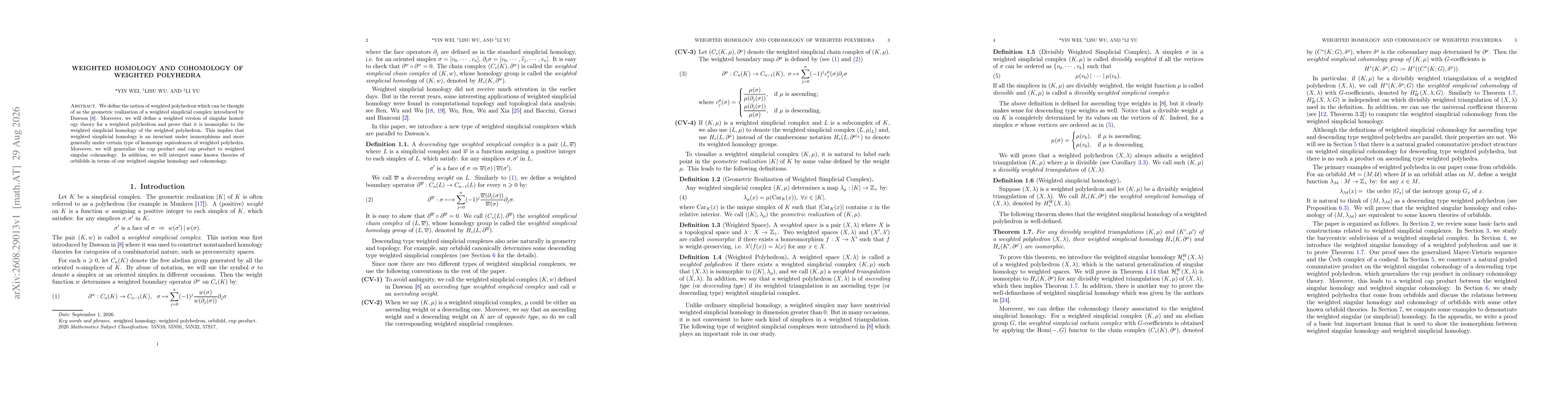 Thumbnail for Weighted Homology and Cohomology of Weighted Polyhedra
