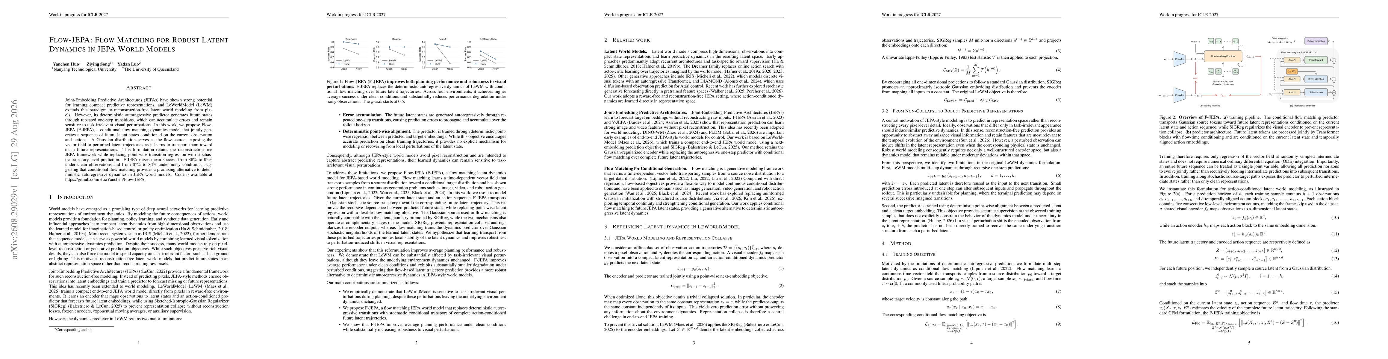 Thumbnail for Flow-JEPA: Flow Matching for Robust Latent Dynamics in JEPA World Models