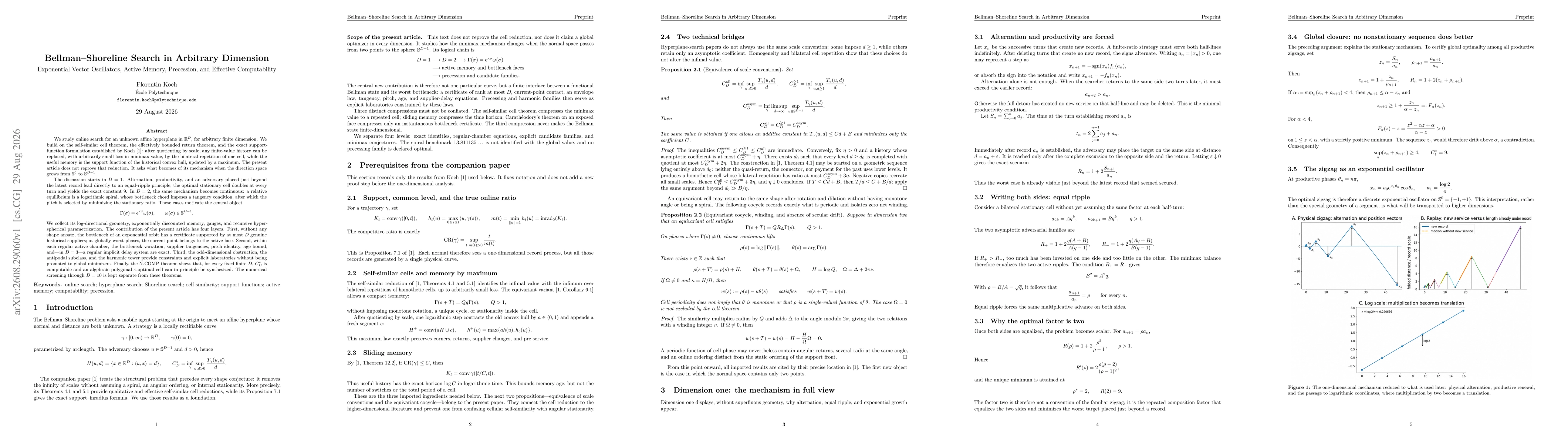 Thumbnail for Bellman--Shoreline Search in Arbitrary Dimension: Exponential Vector Oscillators, Active Memory, Precession, and Effective Computability
