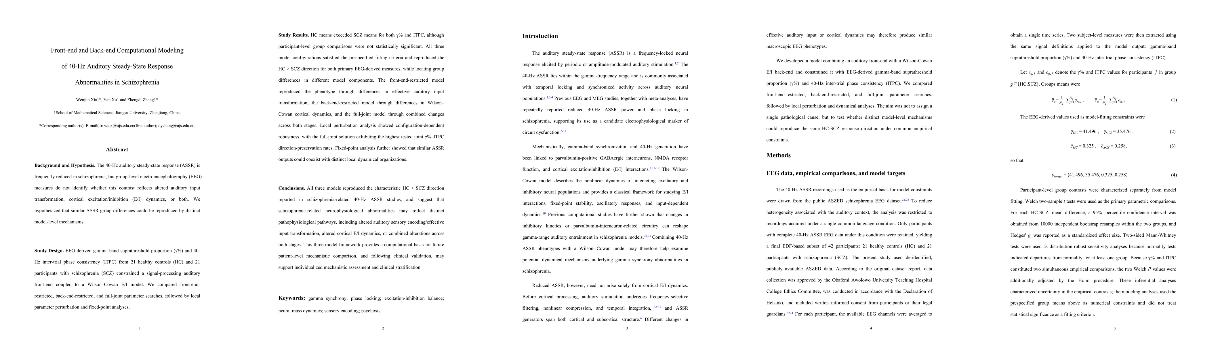 Thumbnail for Front-end and Back-end Computational Modeling of 40-Hz Auditory Steady-State Response Abnormalities in Schizophrenia