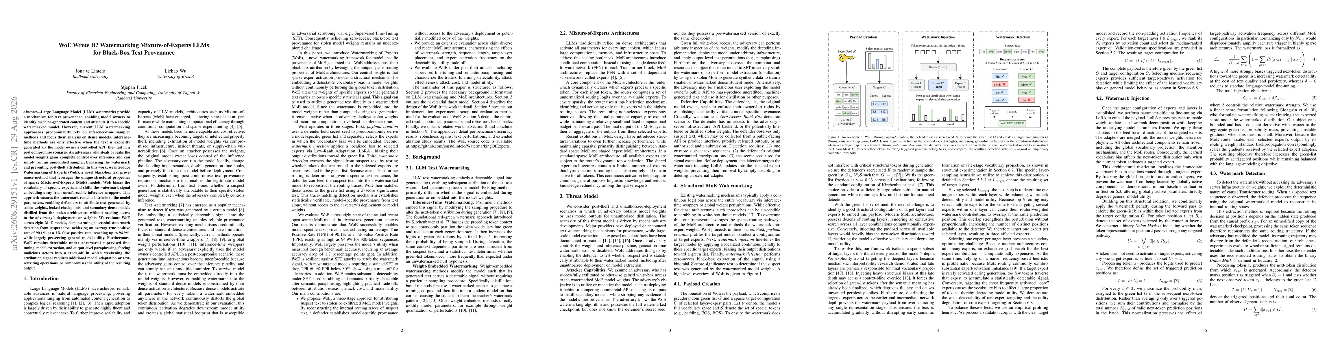 Thumbnail for WoE Wrote It? Watermarking Mixture-of-Experts LLMs for Black-Box Text Provenance