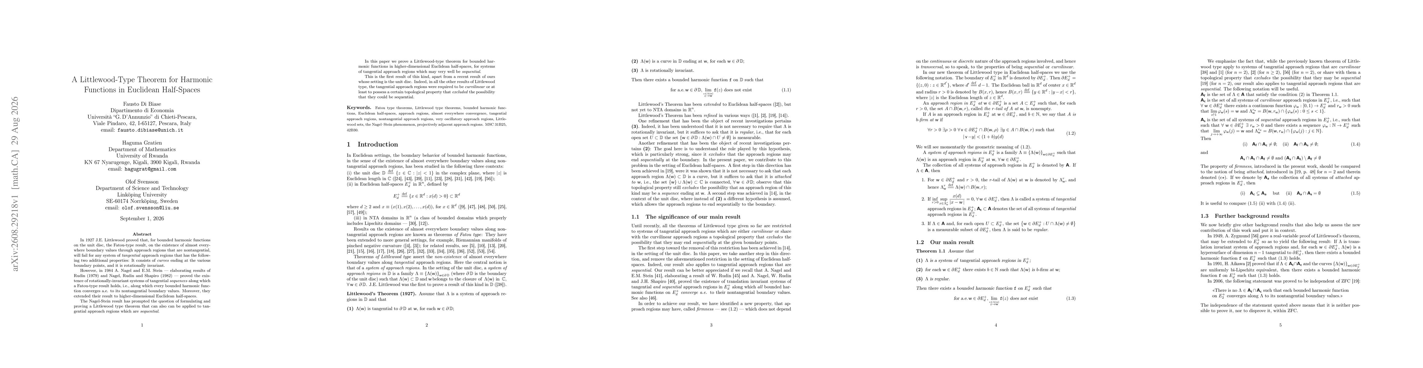 Thumbnail for A Littlewood-Type Theorem for Harmonic Functions in Euclidean Half-Spaces