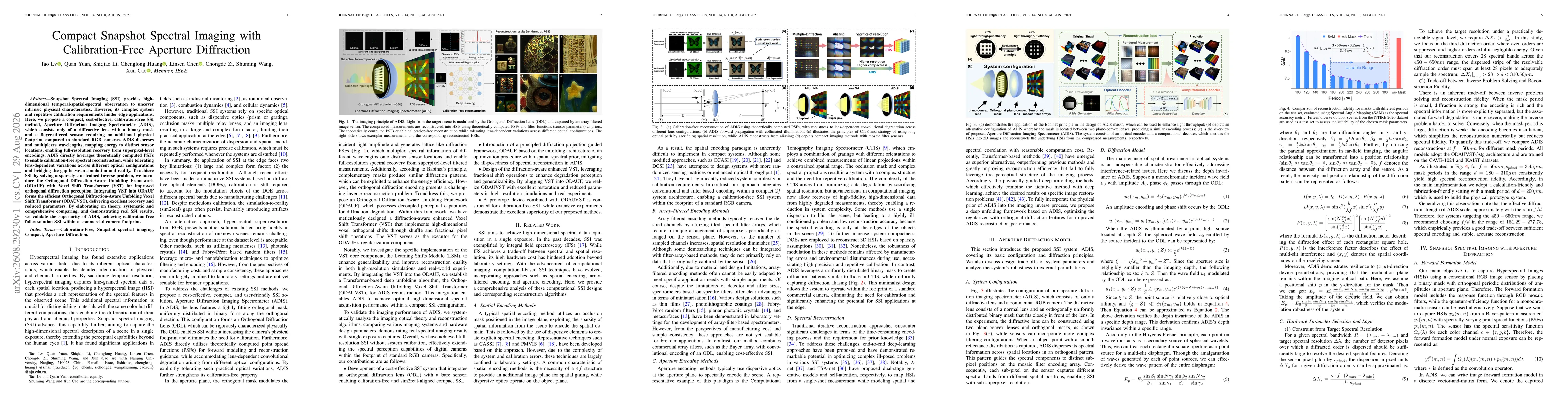 Thumbnail for Compact Snapshot Spectral Imaging with Calibration-Free Aperture Diffraction