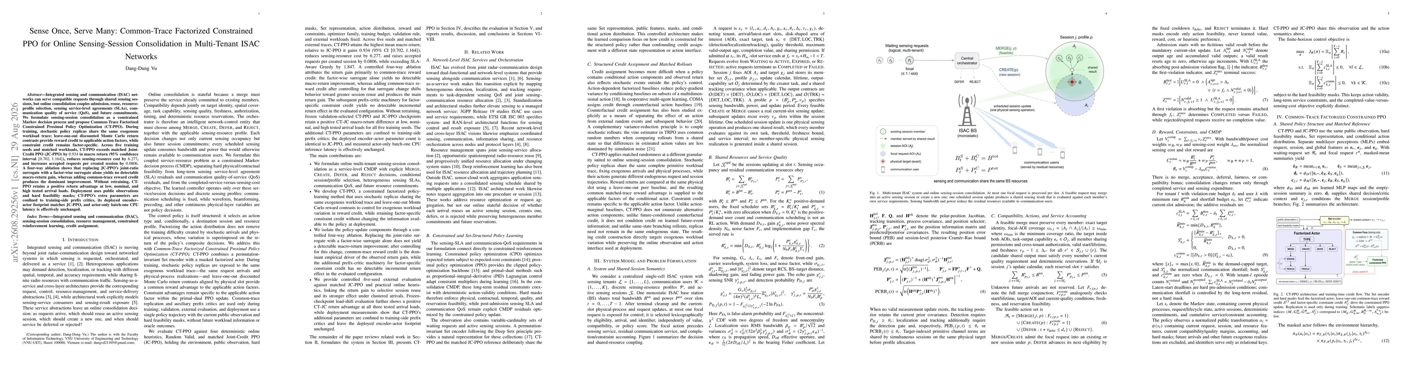 Thumbnail for Sense Once, Serve Many: Common-Trace Factorized Constrained PPO for Online Sensing-Session Consolidation in Multi-Tenant ISAC Networks