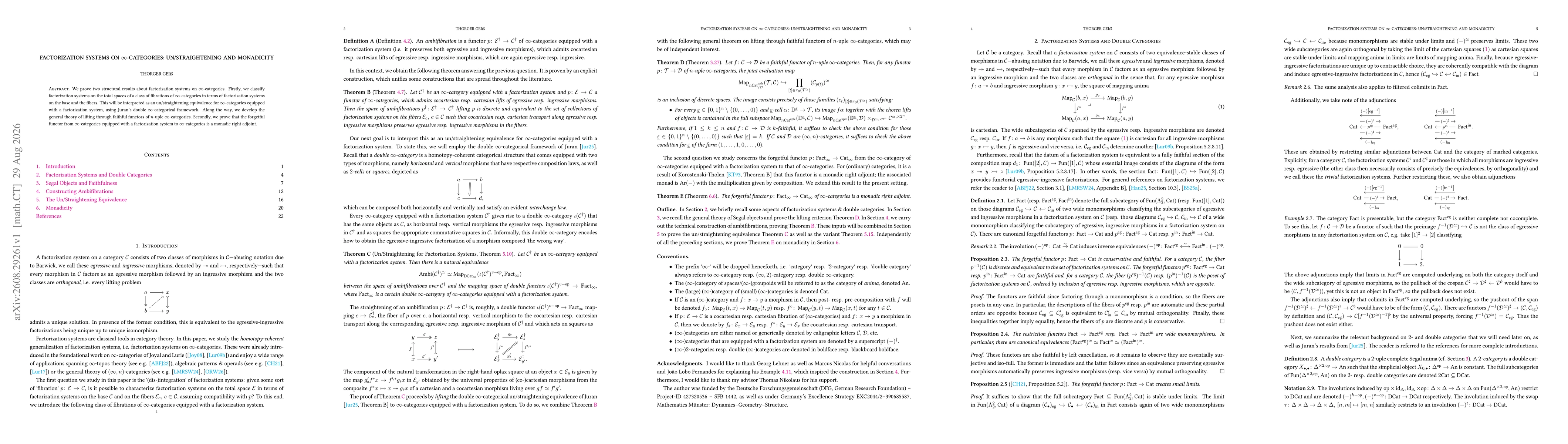 Thumbnail for Factorization Systems on $\infty$-Categories: Un/Straightening and Monadicity
