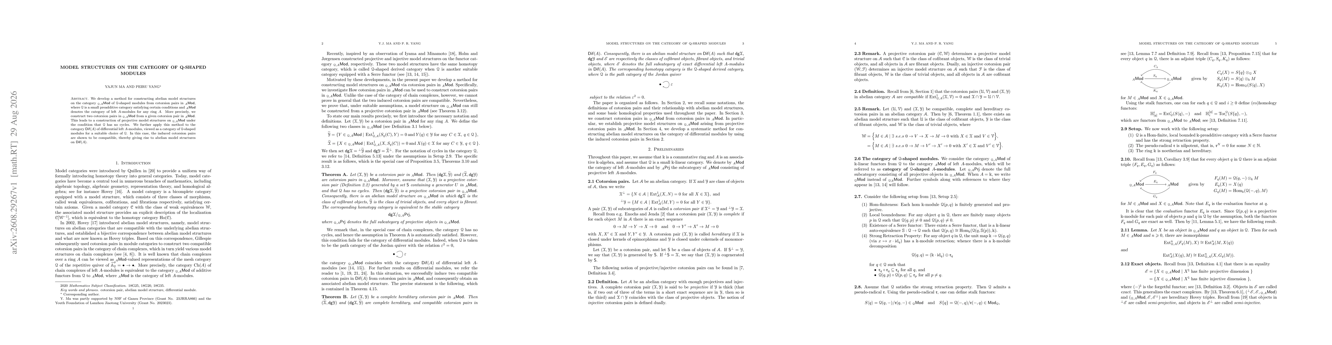 Thumbnail for Model structures on the category of Q-shaped modules