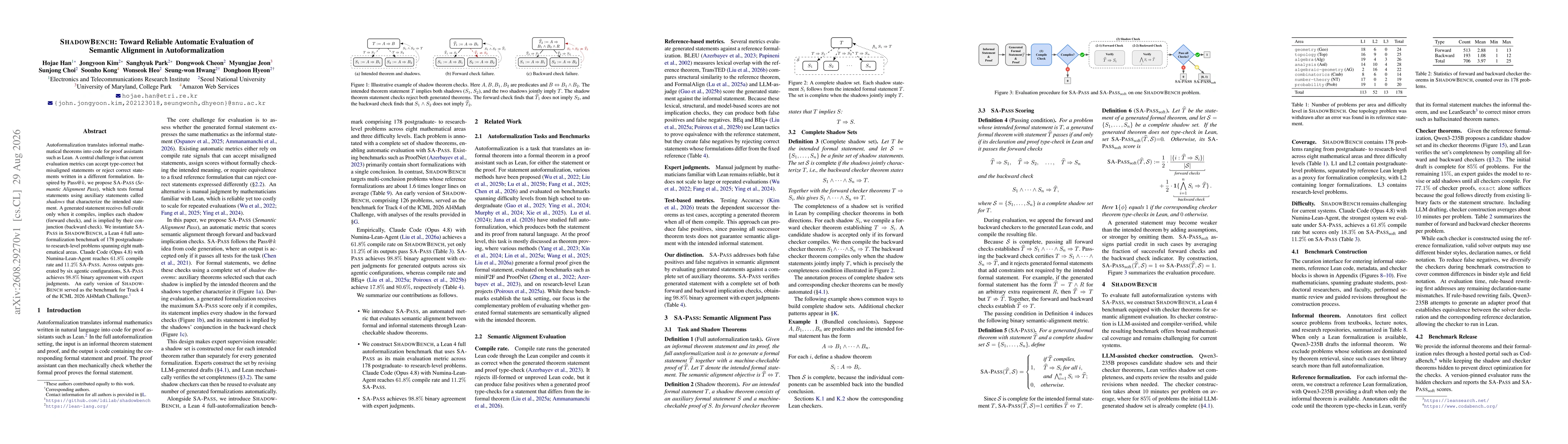 Thumbnail for SHADOWBENCH: Toward Reliable Automatic Evaluation of Semantic Alignment in Autoformalization