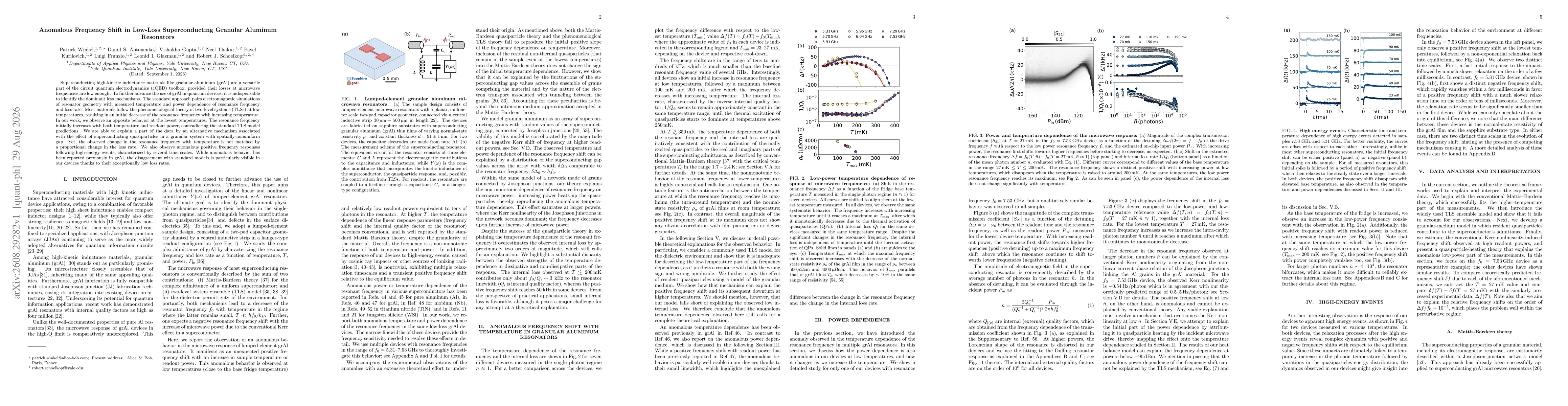 Thumbnail for Anomalous Frequency Shift in Low-Loss Superconducting Granular Aluminum Resonators
