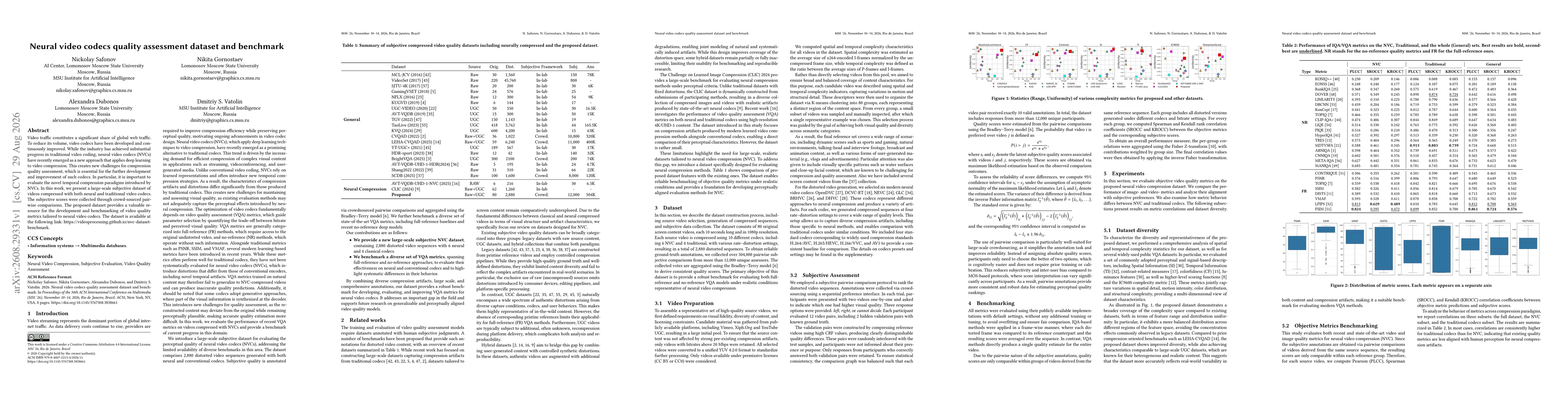 Thumbnail for Neural video codecs quality assessment dataset and benchmark