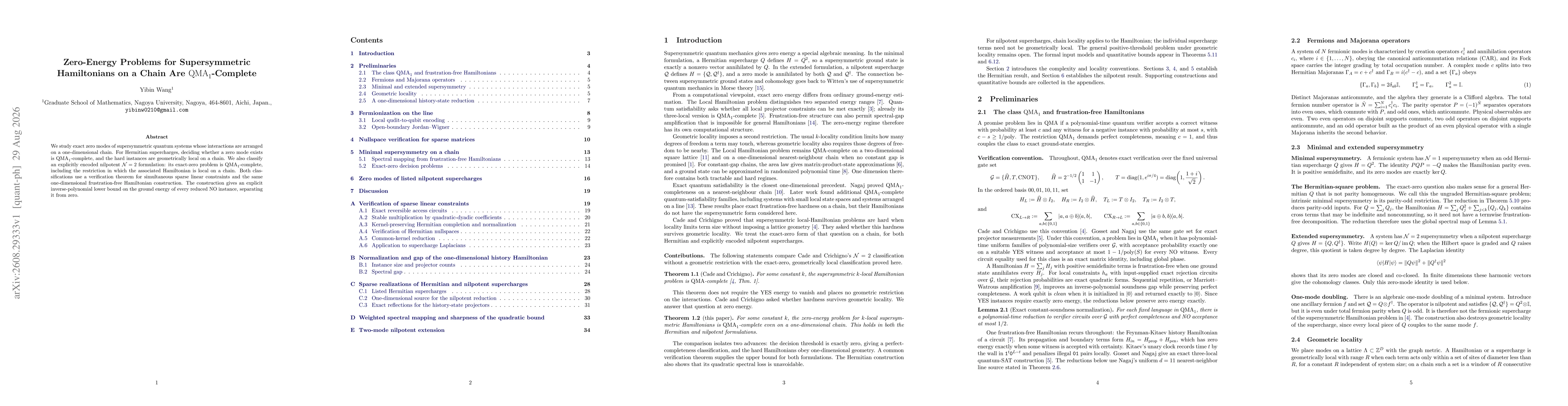 Thumbnail for Zero-Energy Problems for Supersymmetric Hamiltonians on a Chain Are $\mathrm{QMA}_1$-Complete