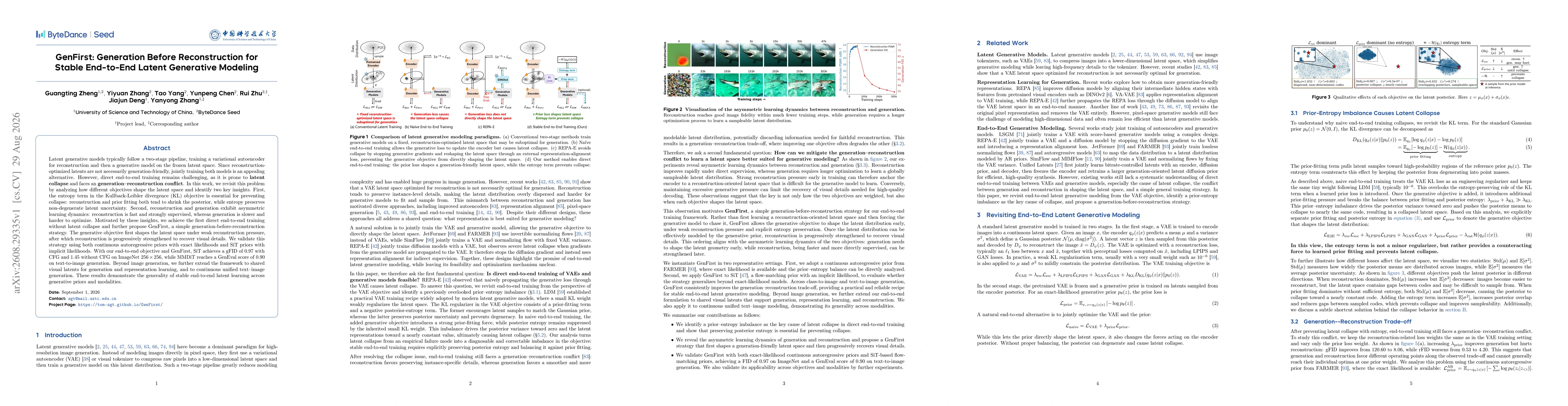 Thumbnail for GenFirst: Generation Before Reconstruction for Stable End-to-End Latent Generative Modeling