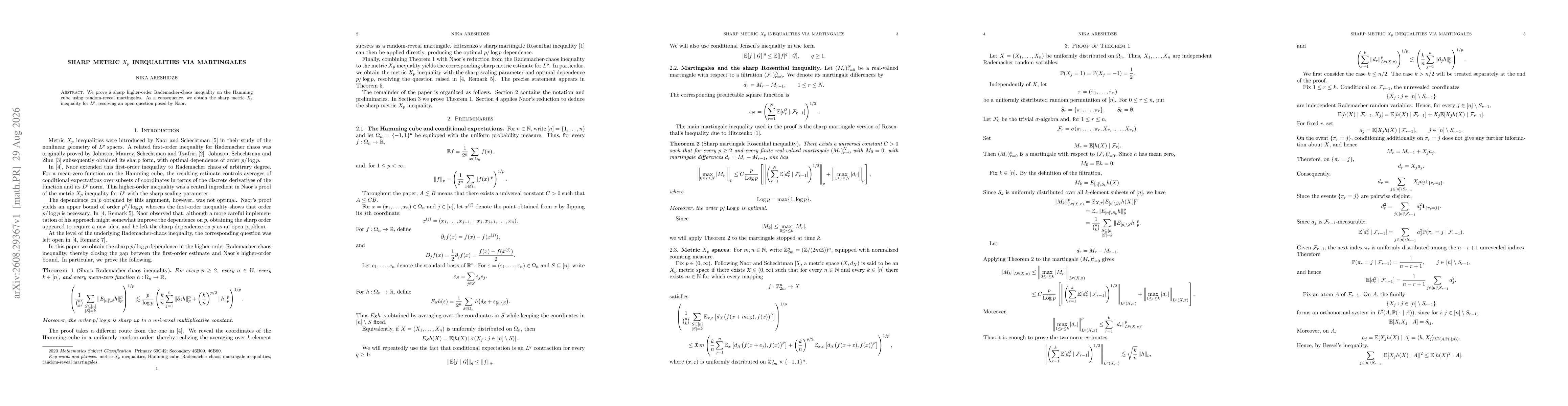 Thumbnail for Sharp Metric $X_p$ Inequalities via Martingales