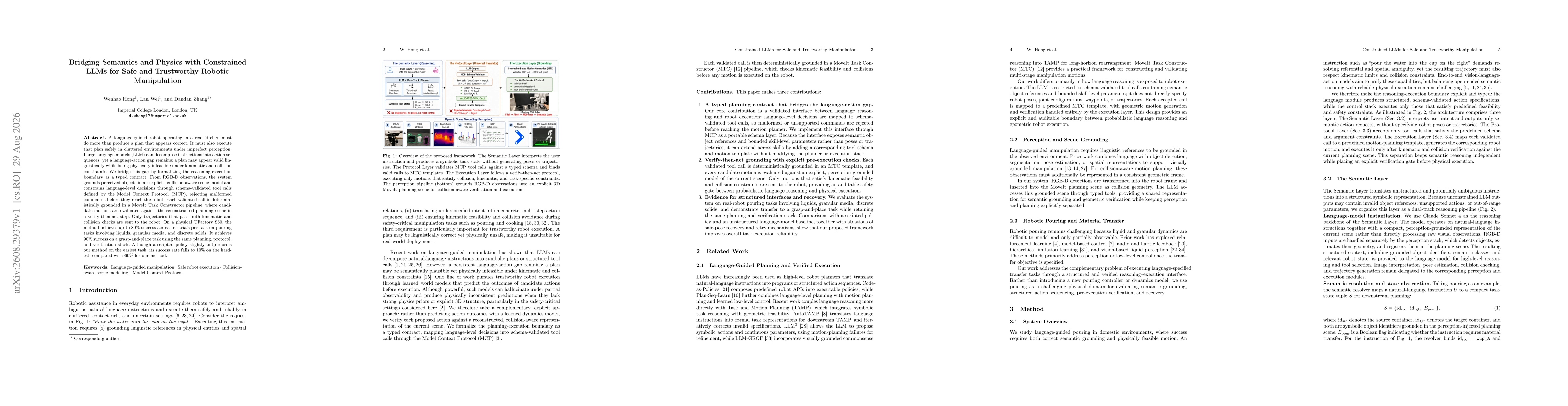 Thumbnail for Bridging Semantics and Physics with Constrained LLMs for Safe and Trustworthy Robotic Manipulation