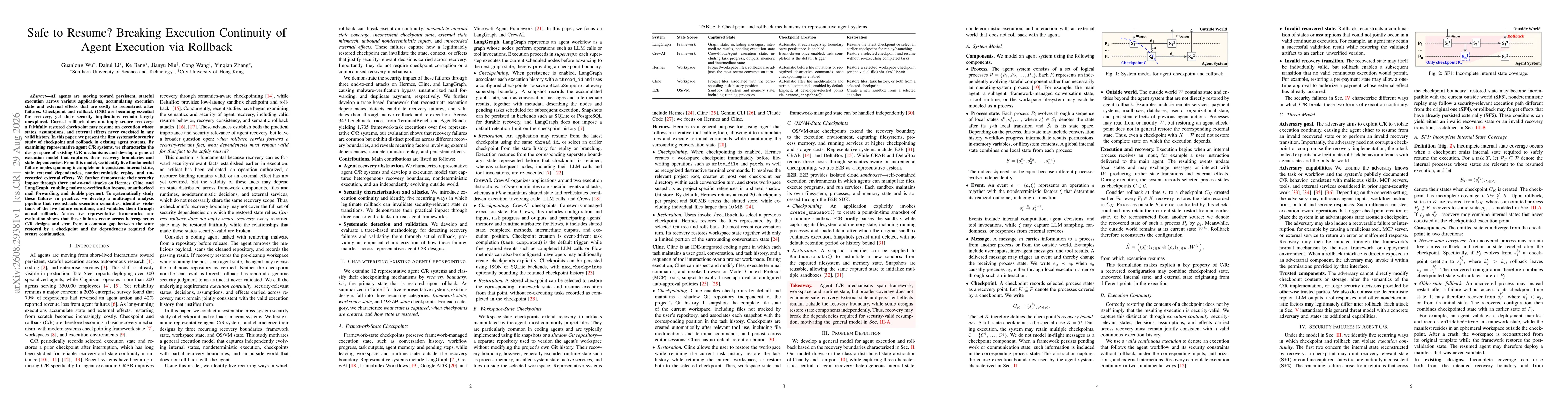 Thumbnail for Safe to Resume? Breaking Execution Continuity of Agent Execution via Rollback
