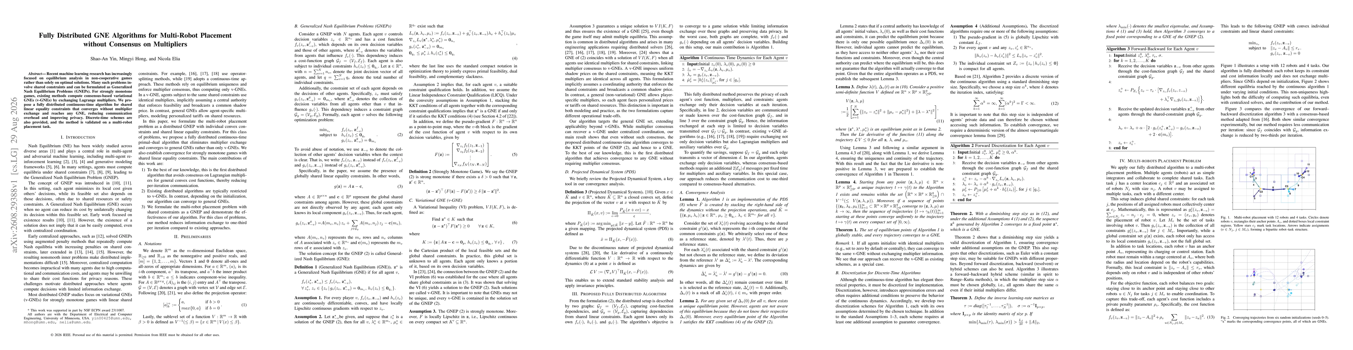 Thumbnail for Fully Distributed GNE Algorithms for Multi-Robot Placement without Consensus on Multipliers