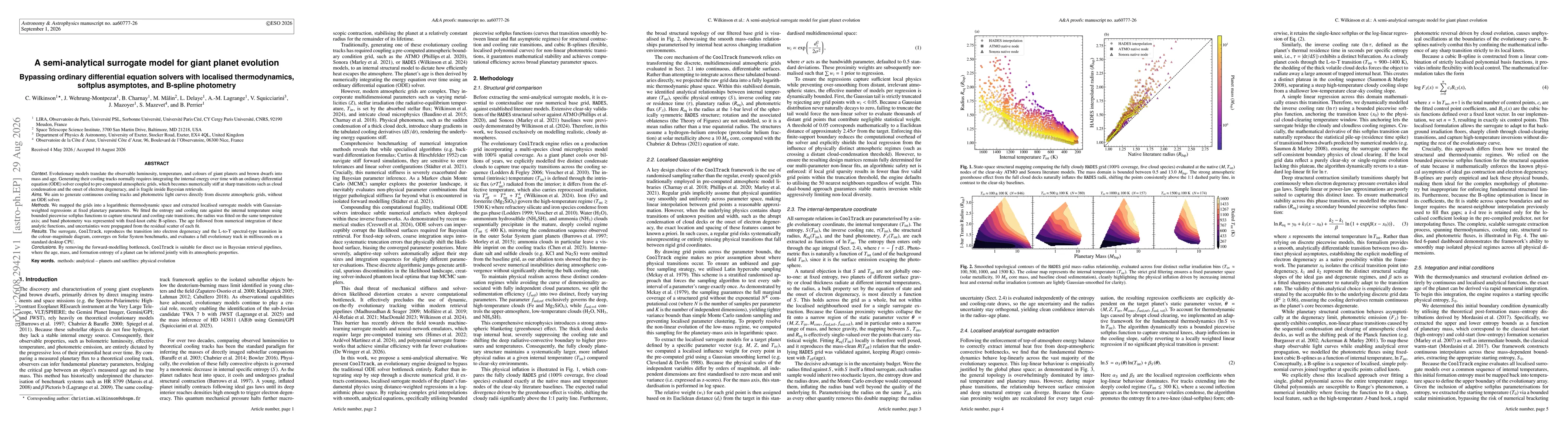 Thumbnail for A semi-analytical surrogate model for giant planet evolution: bypassing ordinary differential equation solvers with localised thermodynamics, softplus asymptotes, and B-spline photometry