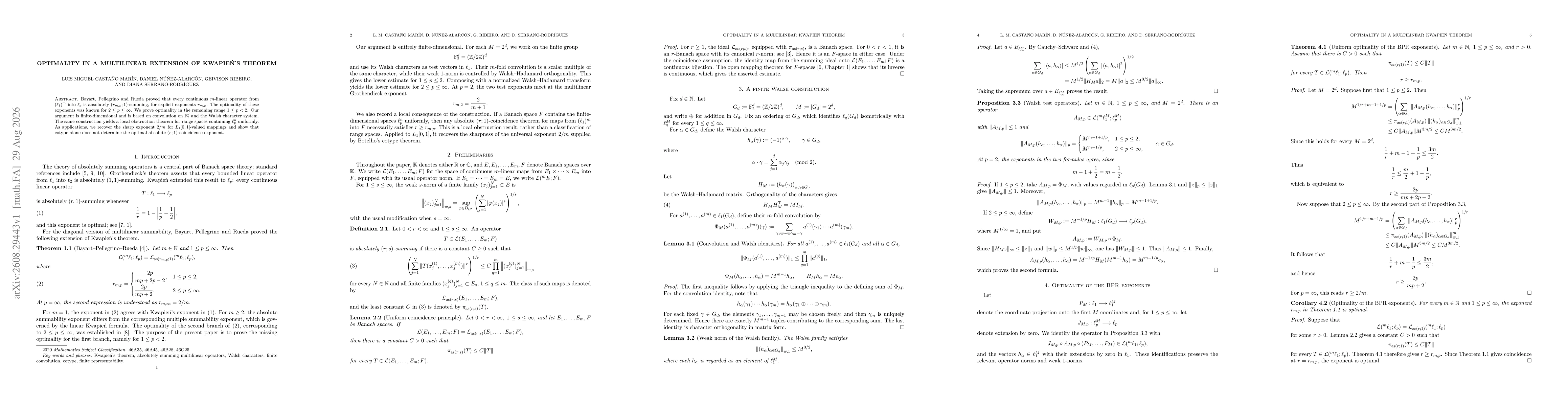 Thumbnail for Optimality in a Multilinear Extension of Kwapień's Theorem