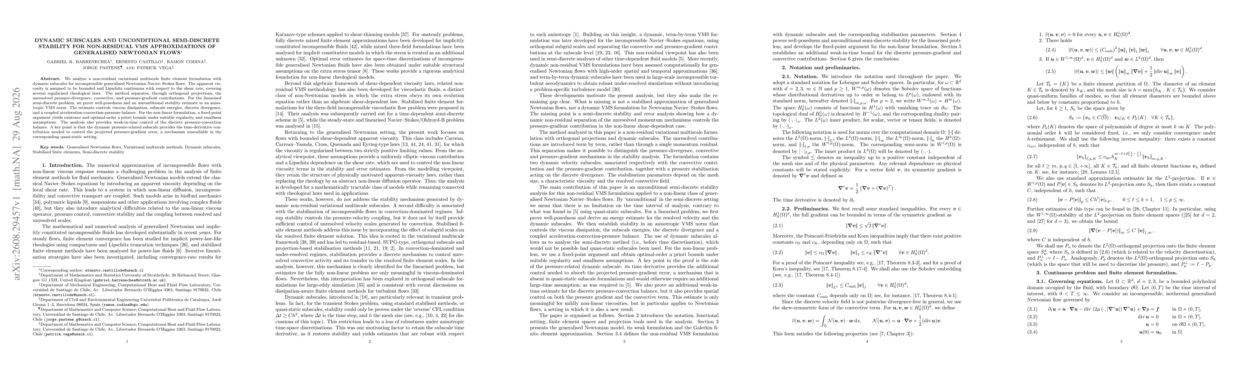 Thumbnail for Dynamic subscales and unconditional semi-discrete stability for non-residual VMS approximations of generalised Newtonian flows