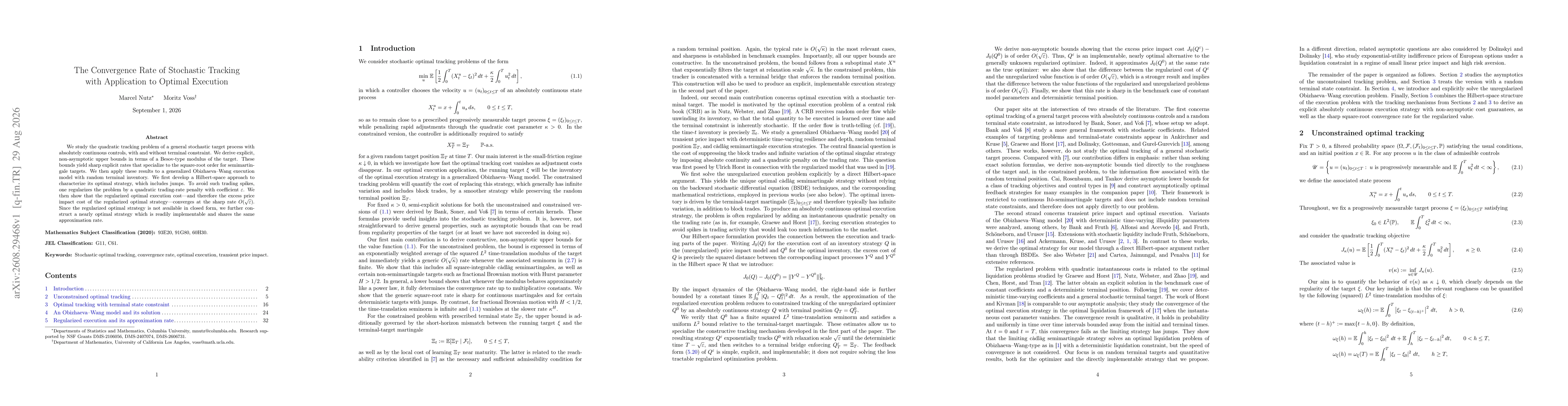 Thumbnail for The Convergence Rate of Stochastic Tracking with Application to Optimal Execution