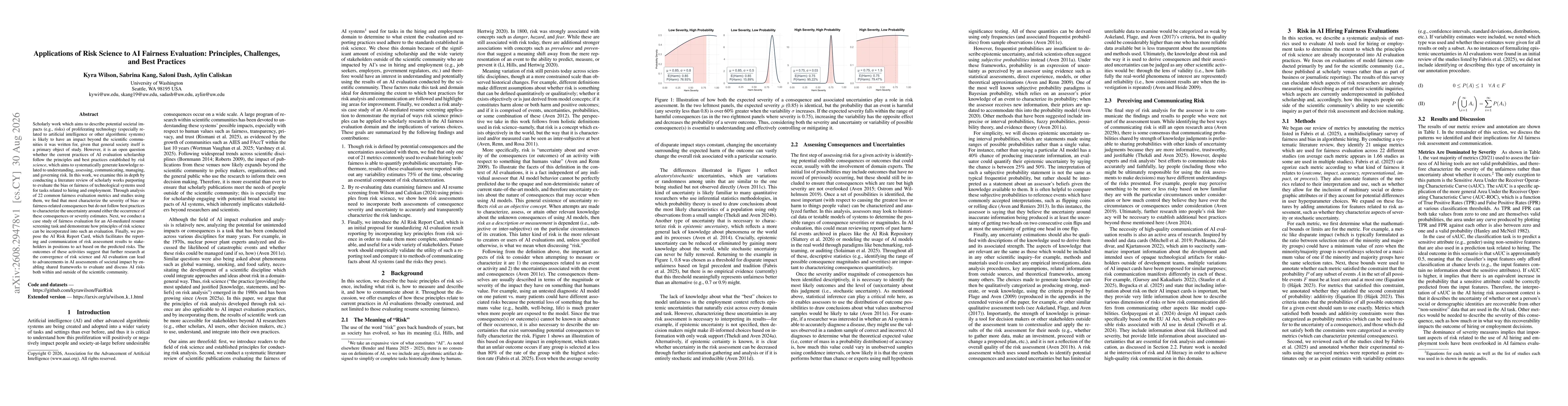Thumbnail for Applications of Risk Science to AI Fairness Evaluation: Principles, Challenges, and Best Practices