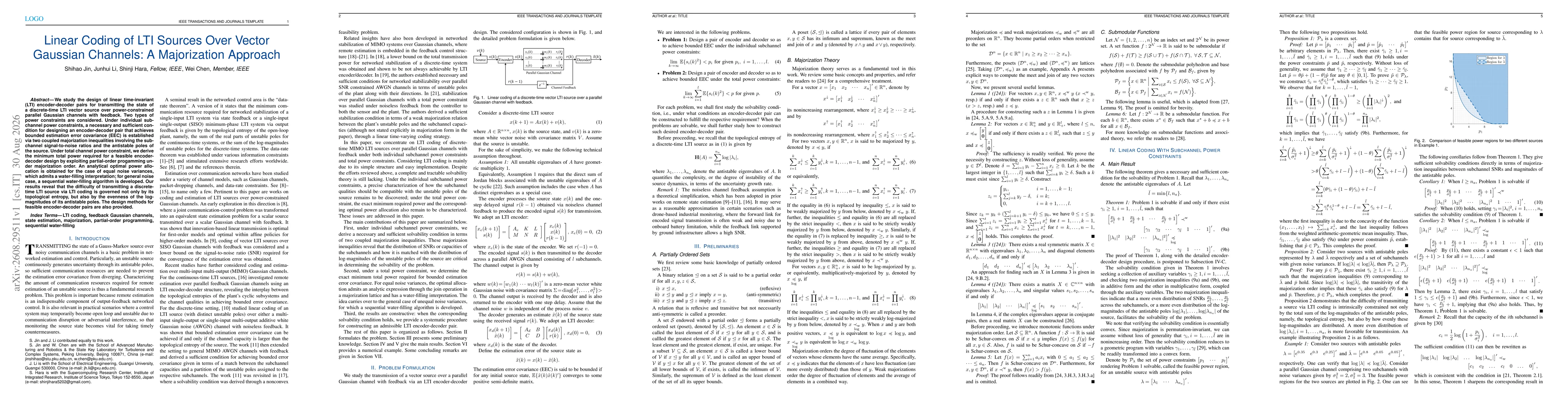 Thumbnail for Linear Coding of LTI Sources Over Vector Gaussian Channels: A Majorization Approach