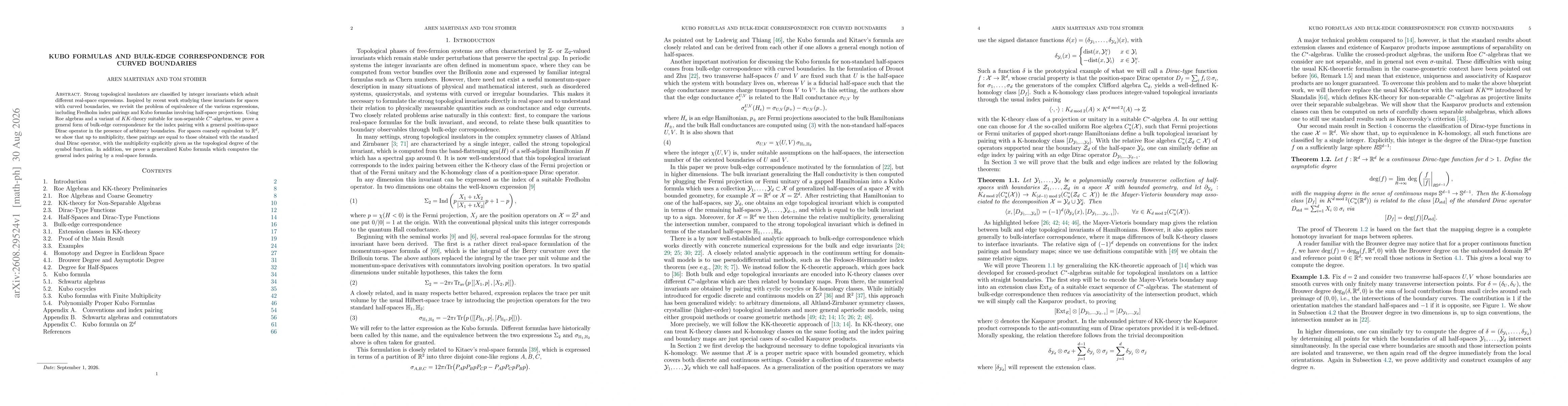 Thumbnail for Kubo Formulas and Bulk-Edge Correspondence for Curved Boundaries