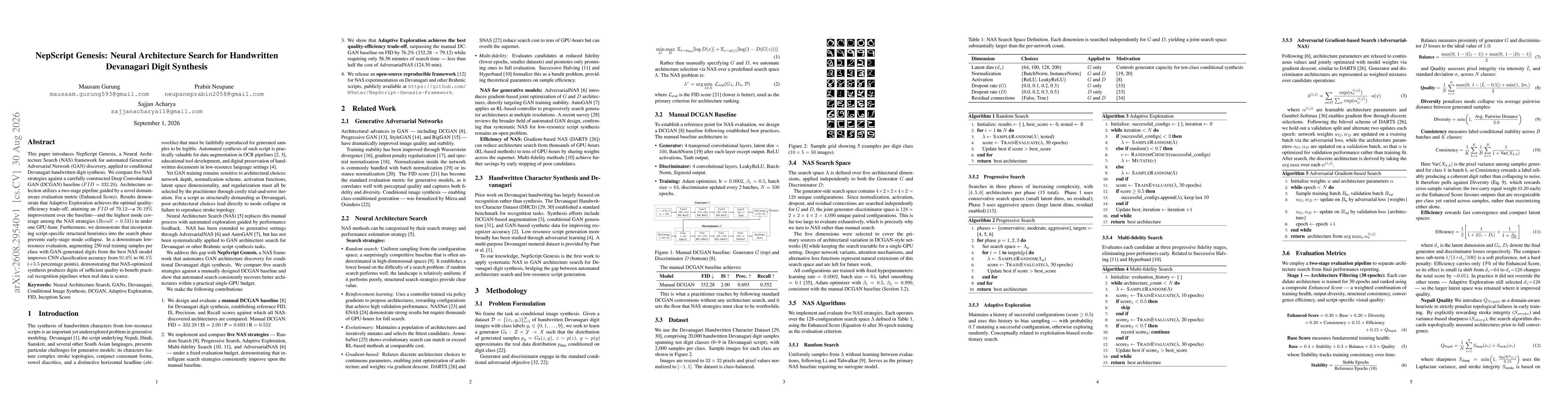 Thumbnail for NepScript Genesis: Neural Architecture Search for Handwritten Devanagari Digit Synthesis