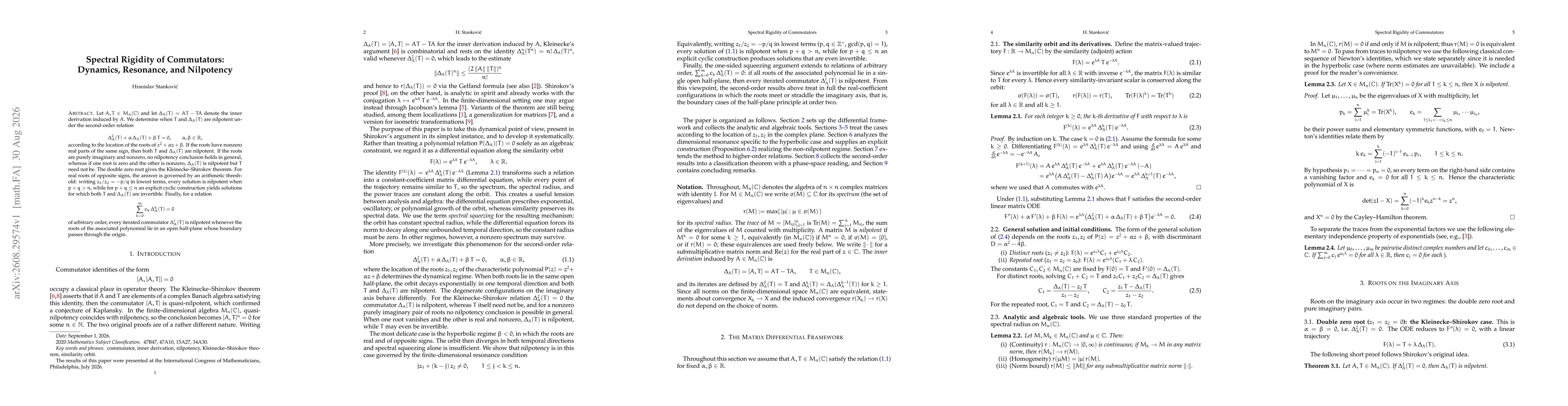 Thumbnail for Spectral Rigidity of Commutators: Dynamics, Resonance, and Nilpotency