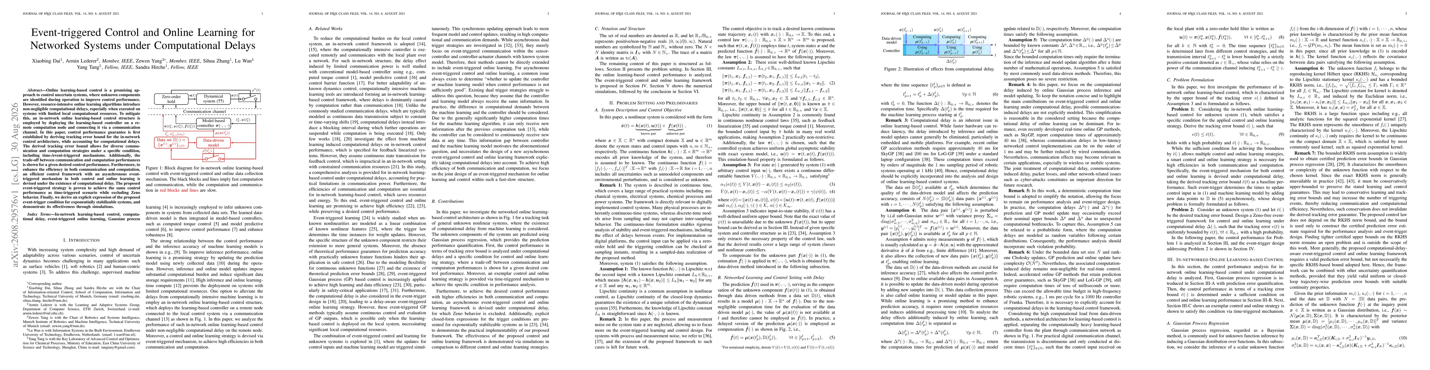 Thumbnail for Event-triggered Control and Online Learning for Networked Systems under Computational Delays