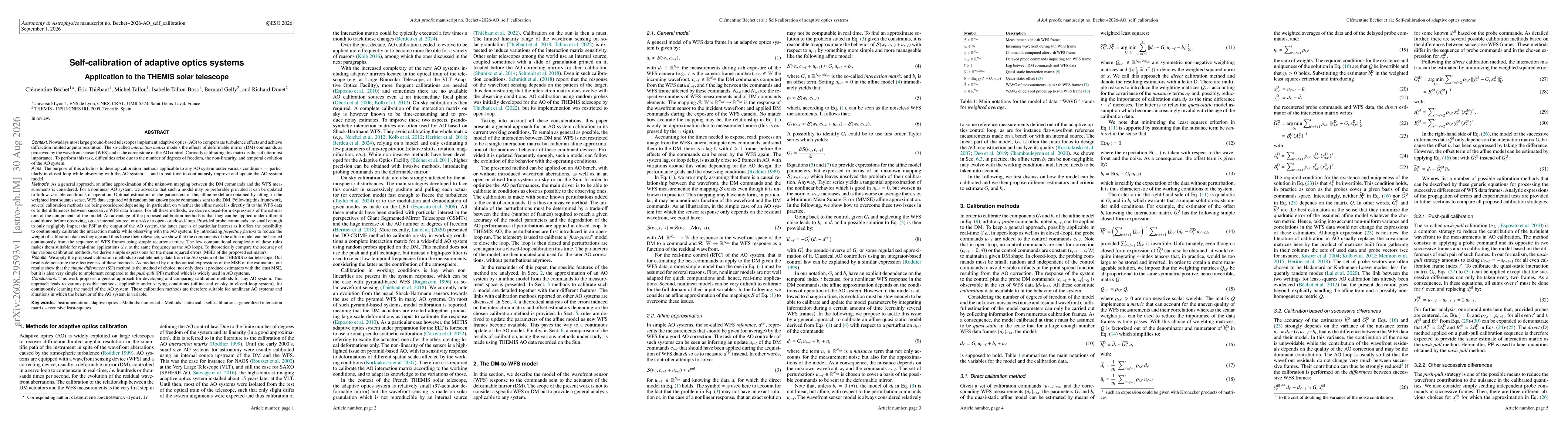 Thumbnail for Self-calibration of adaptive optics systems. Application to the THEMIS solar telescope