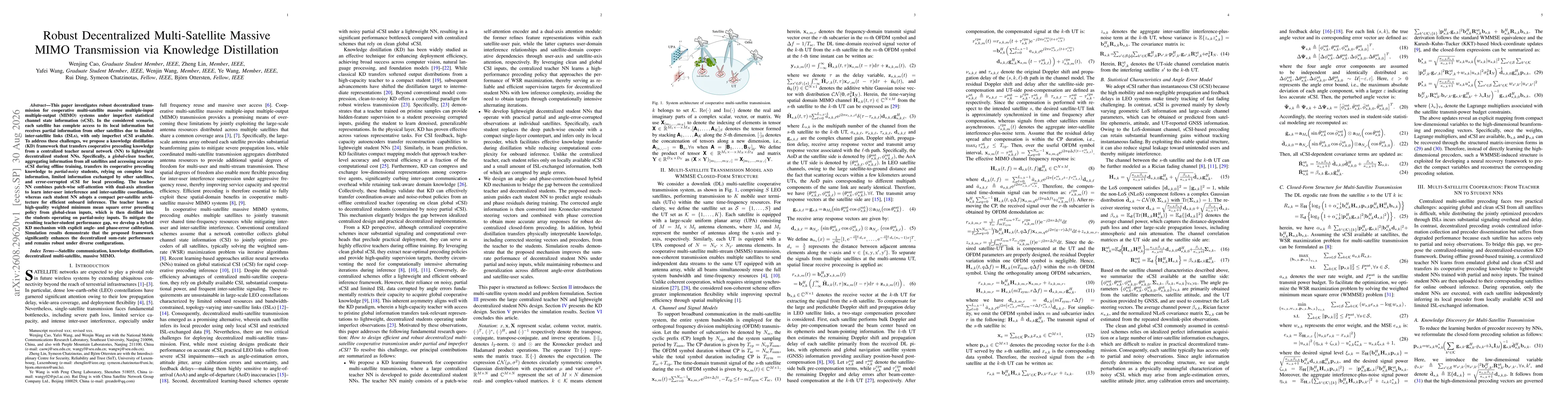 Thumbnail for Robust Decentralized Multi-Satellite Massive MIMO Transmission via Knowledge Distillation