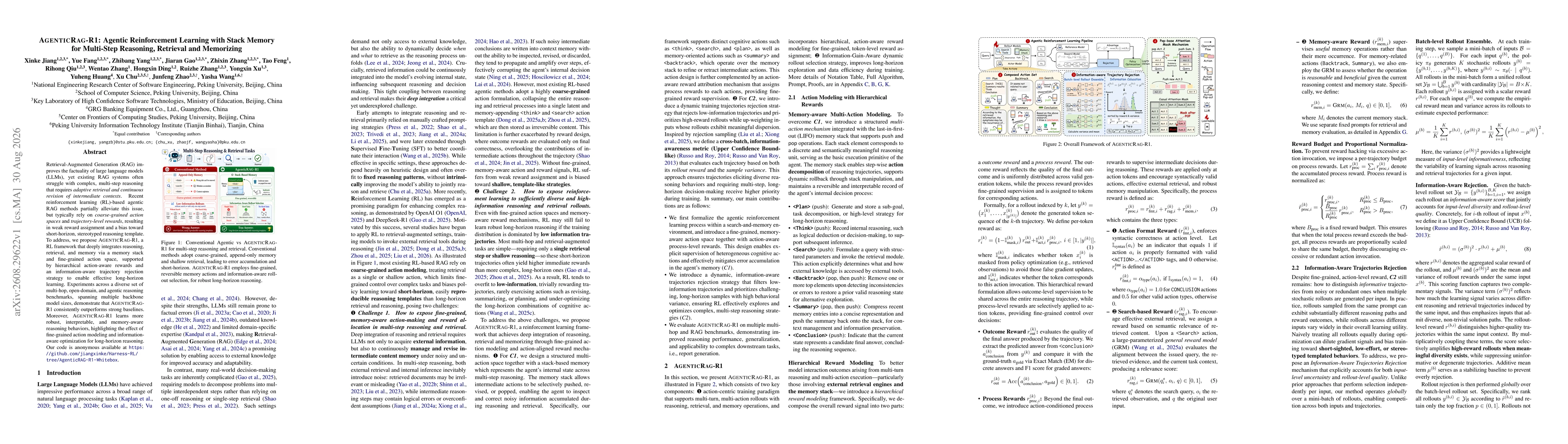 Thumbnail for AgenticRag-R1: Agentic Reinforcement Learning with Stack Memory for Multi-Step Reasoning, Retrieval and Memorizing