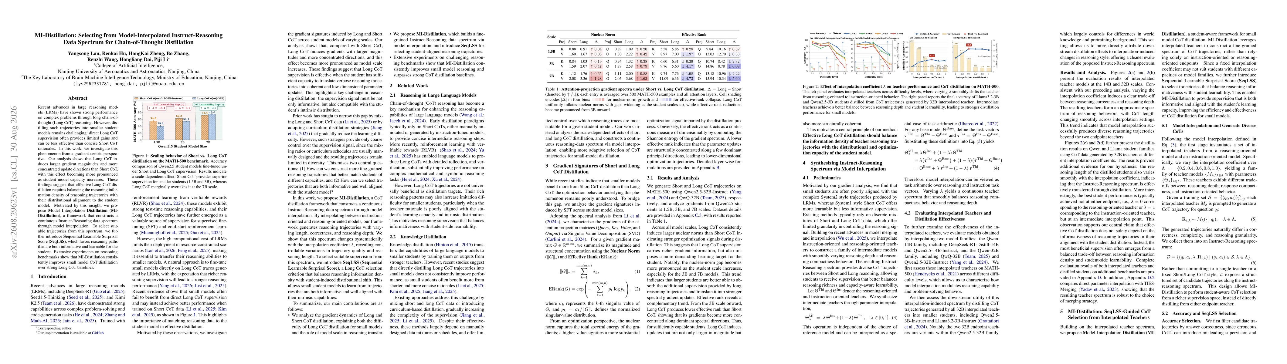 Thumbnail for MI-Distillation: Selecting from Model-Interpolated Instruct-Reasoning Data Spectrum for Chain-of-Thought Distillation