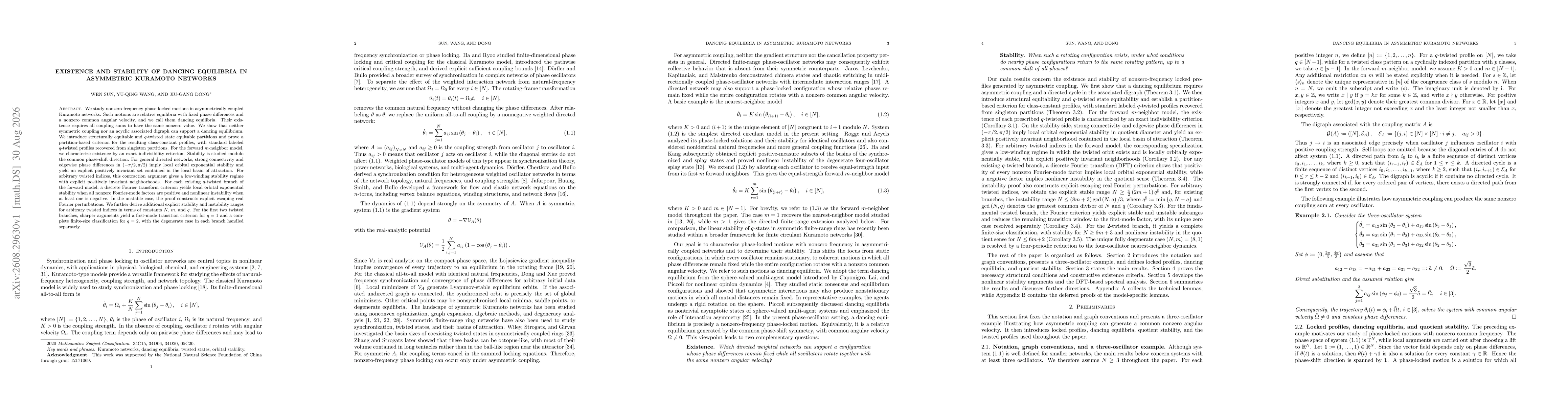 Thumbnail for Existence and Stability of Dancing Equilibria in Asymmetric Kuramoto Networks