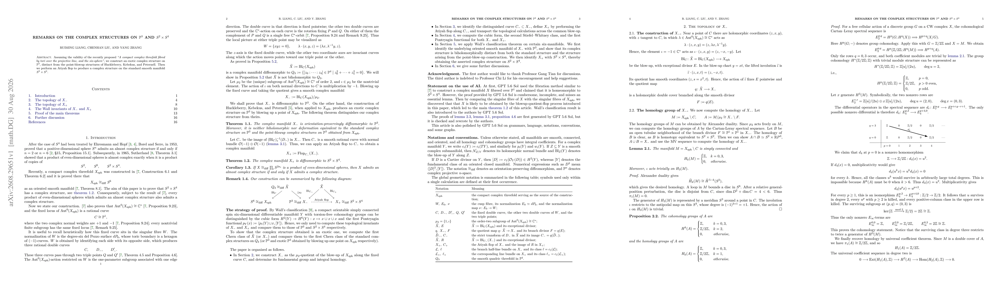 Thumbnail for Remarks on the Complex Structures on $\mathbb P^3$ and $S^2\times S^4$