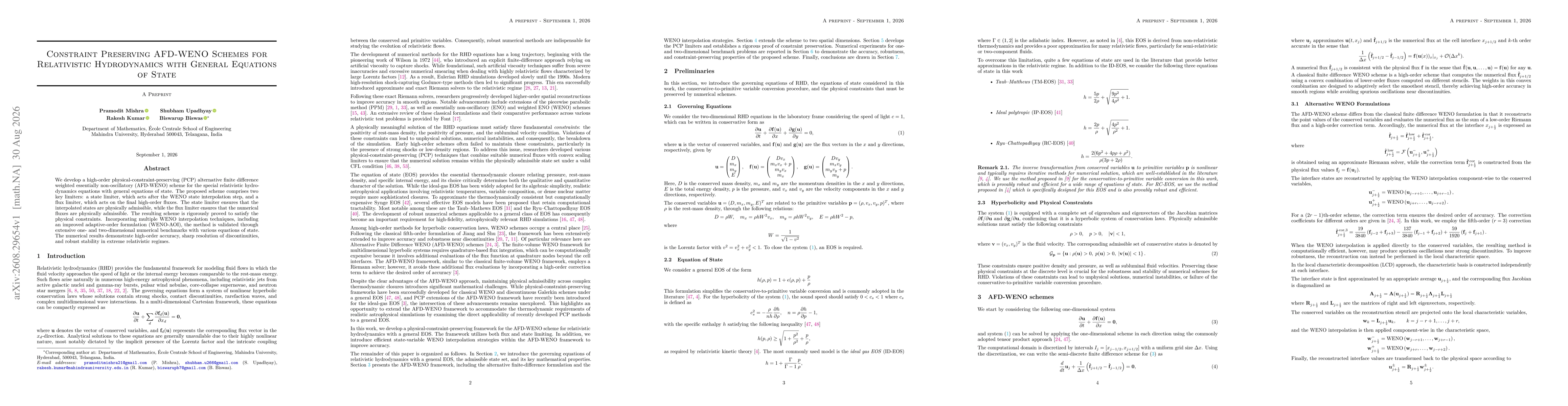 Thumbnail for Constraint Preserving AFD-WENO Schemes for Relativistic Hydrodynamics with General Equations of State