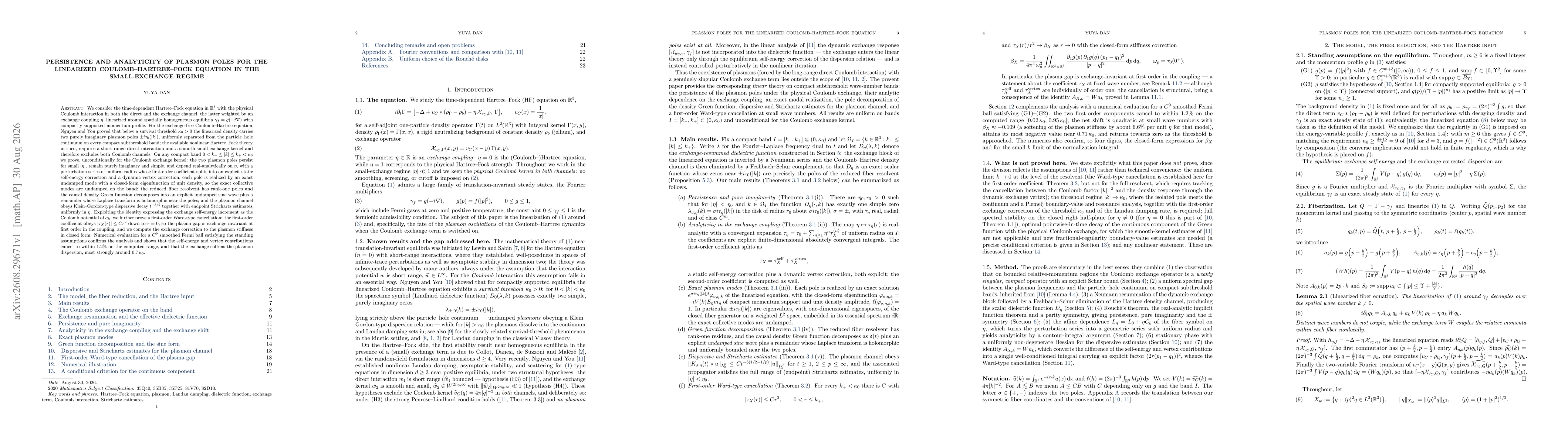 Thumbnail for Plasmon poles for the linearized Coulomb--Hartree--Fock equation