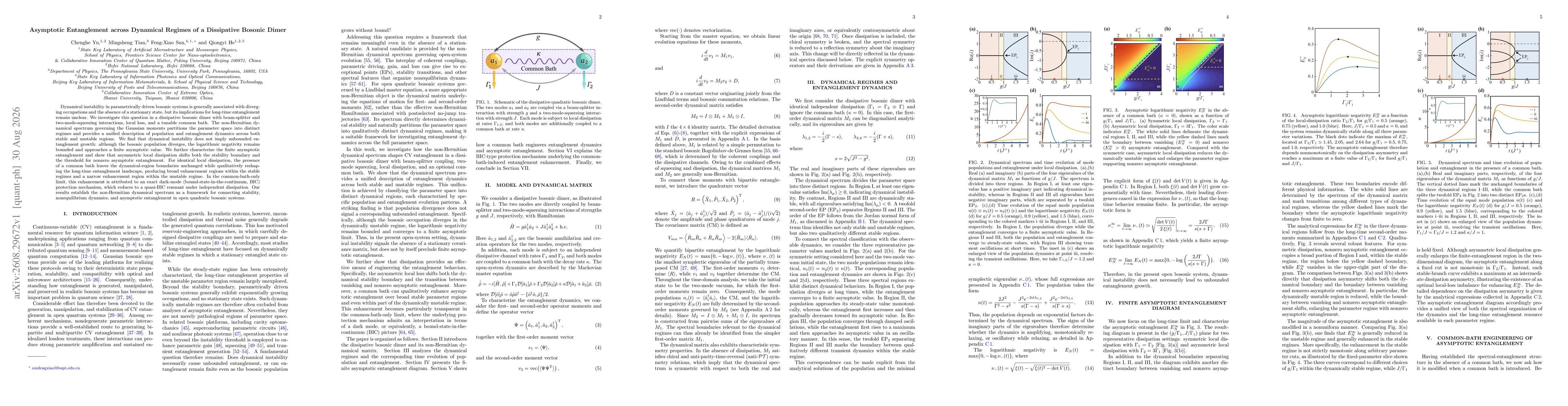 Thumbnail for Asymptotic Entanglement across Dynamical Regimes of a Dissipative Bosonic Dimer