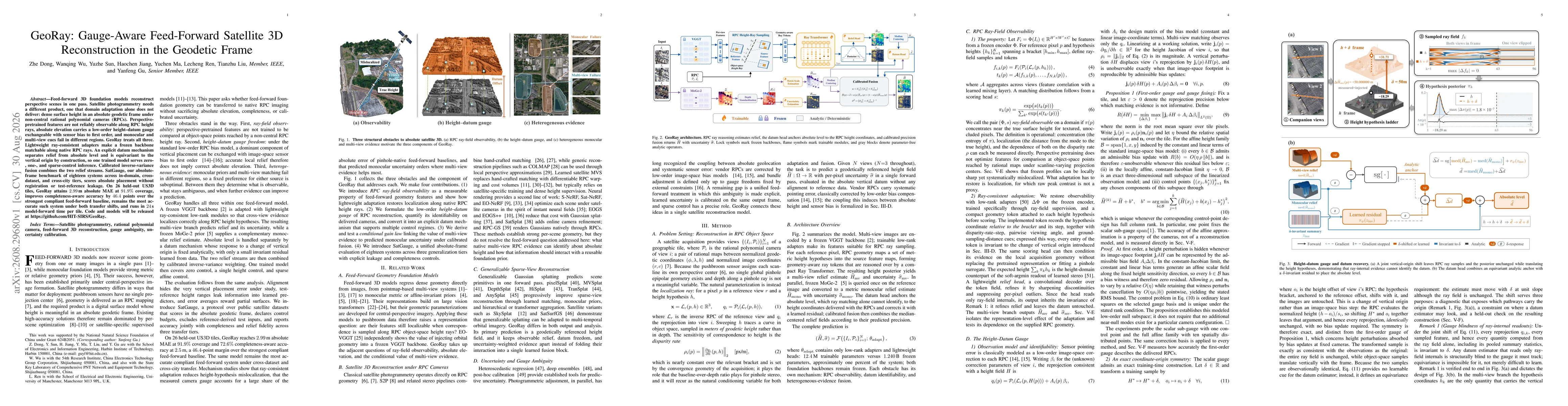 Thumbnail for GeoRay: Gauge-Aware Feed-Forward Satellite 3D Reconstruction in the Geodetic Frame
