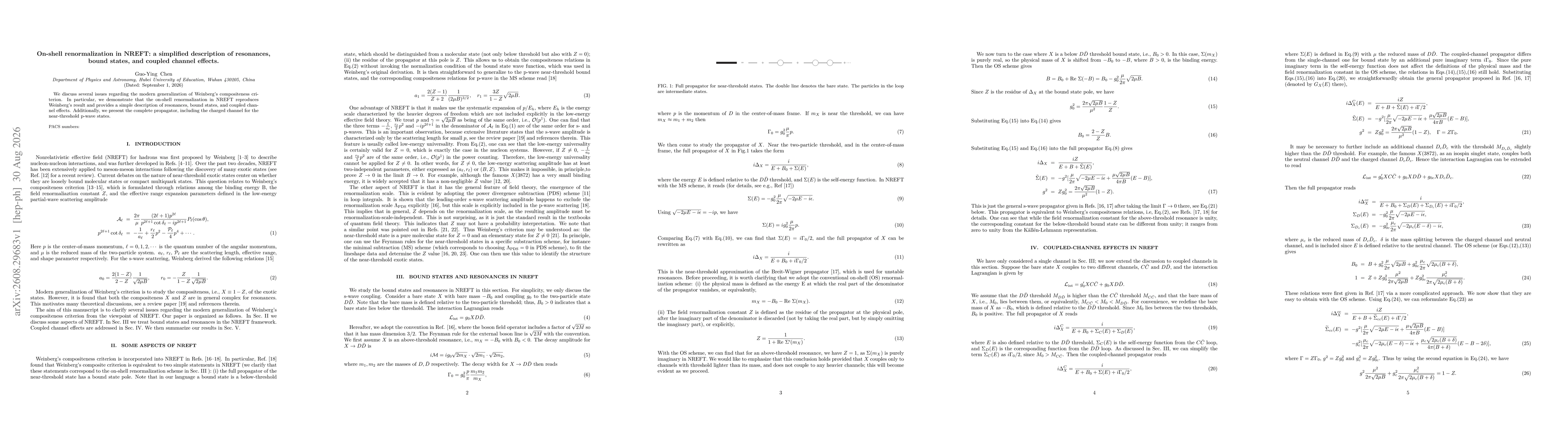 Thumbnail for On-shell renormalization in NREFT: a simplified description of resonances, bound states, and coupled channel effects