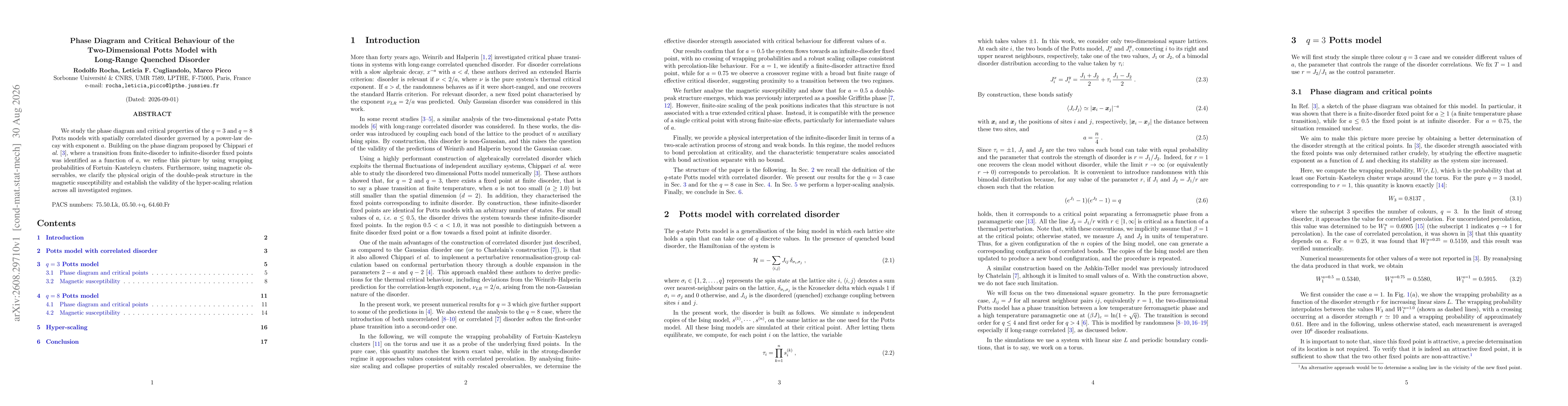 Thumbnail for Phase Diagram and Critical Behaviour of the Two-Dimensional Potts Model with Long-Range Quenched Disorder