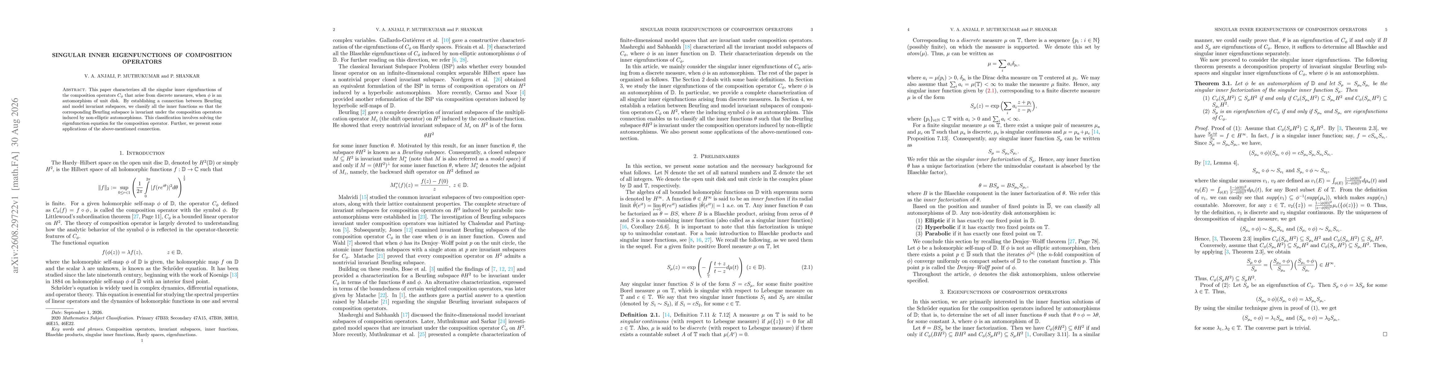 Thumbnail for Singular inner eigenfunctions of composition operators