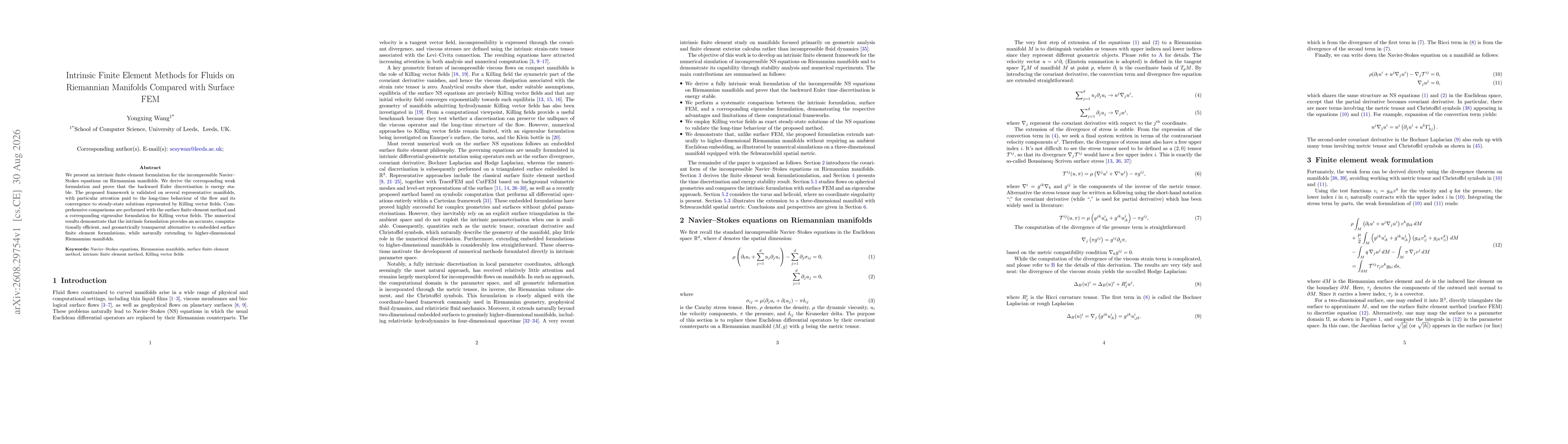 Thumbnail for Intrinsic Finite Element Methods for Fluids on Riemannian Manifolds Compared with Surface FEM