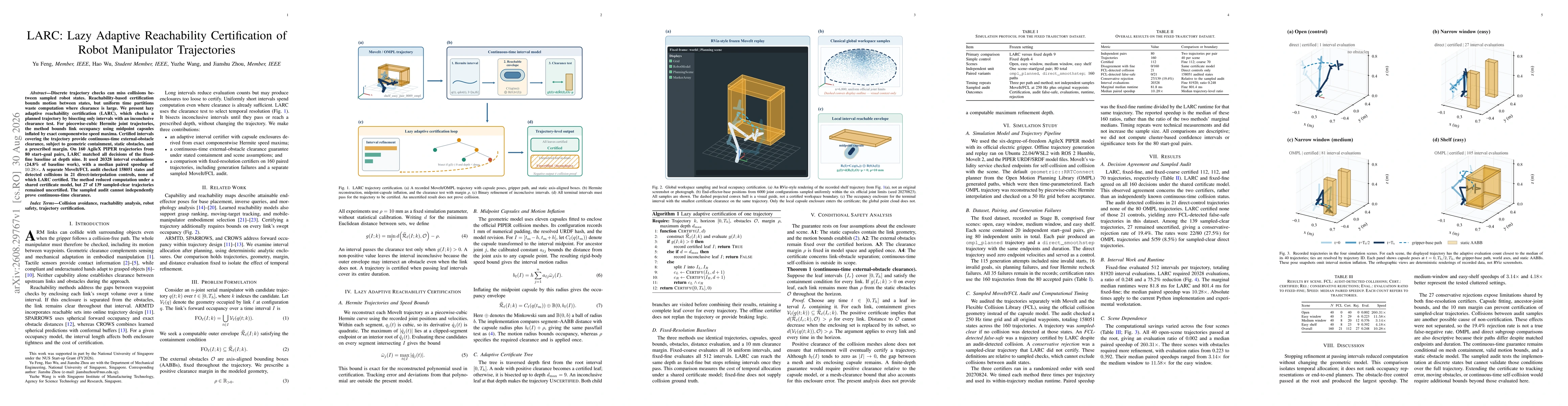 Thumbnail for LARC: Lazy Adaptive Reachability Certification of Robot Manipulator Trajectories