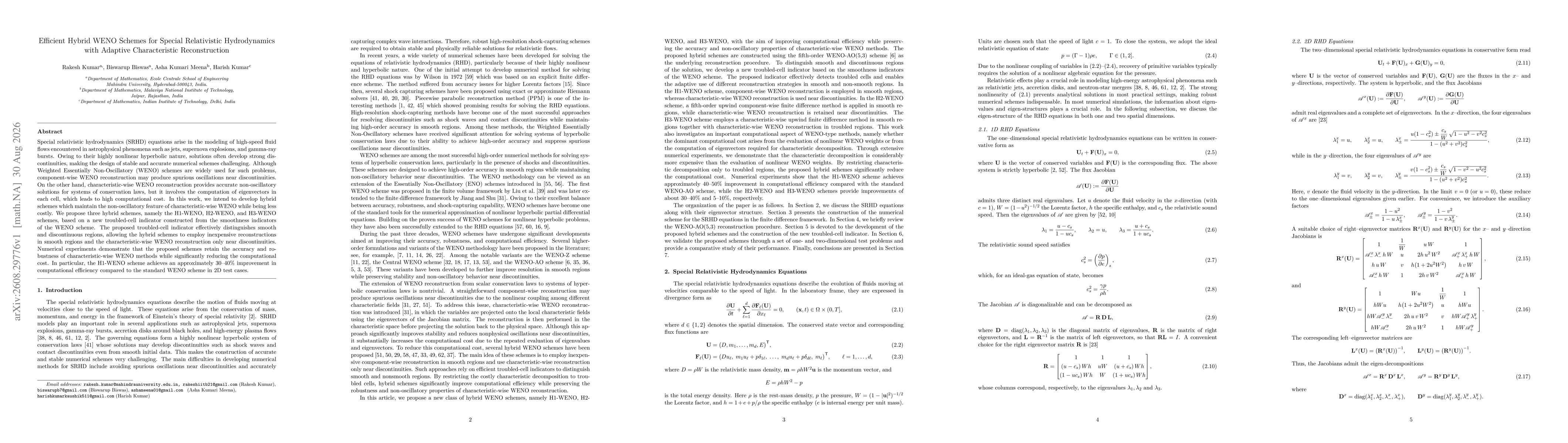 Thumbnail for Efficient Hybrid WENO Schemes for Special Relativistic Hydrodynamics with Adaptive Characteristic Reconstruction