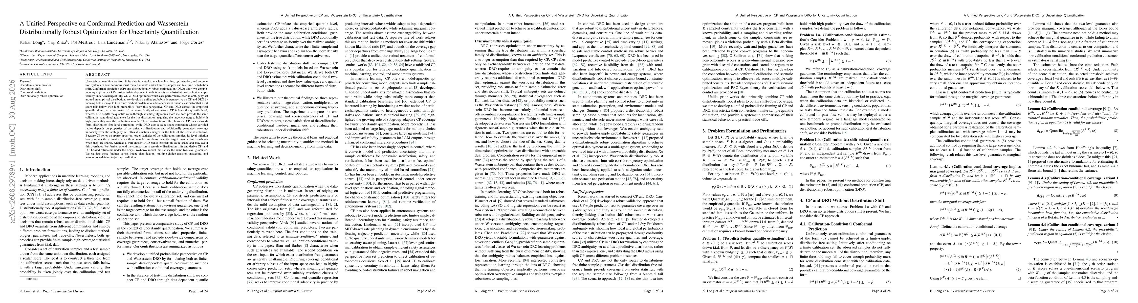 Thumbnail for A Unified Perspective on Conformal Prediction and Wasserstein Distributionally Robust Optimization for Uncertainty Quantification
