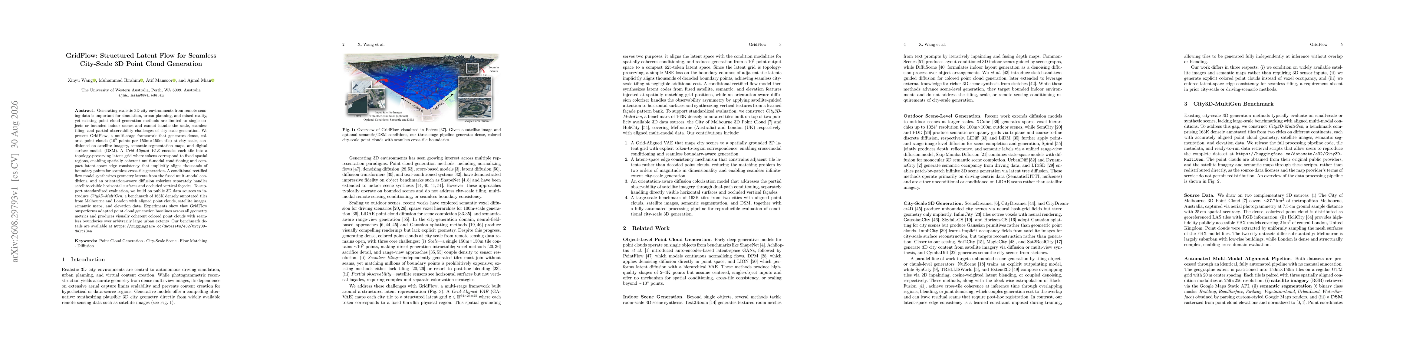 Thumbnail for GridFlow: Structured Latent Flow for Seamless City-Scale 3D Point Cloud Generation